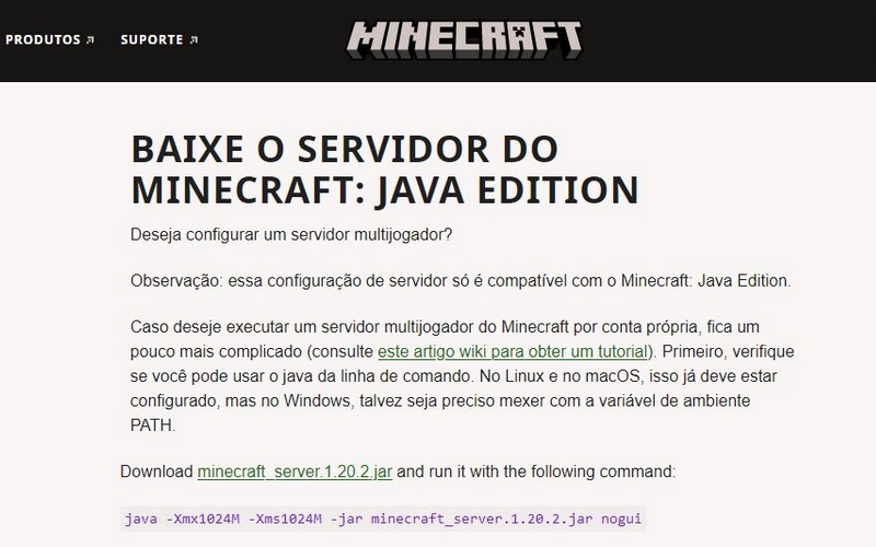 Baixar Minecraft server