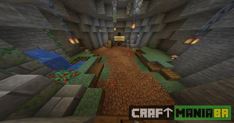 Como é o Caveblock map para Minecraft